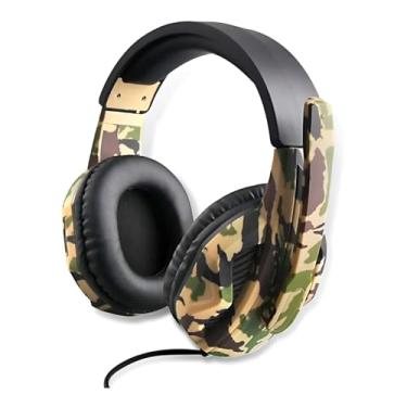 Imagem de Headset Gamer Camuflado, Som Estéreo 7.1, Microfone com Cancelamento de Ruído, Alto-Falantes 40mm, Cabo 1,3m, LED, para PC e Jogos