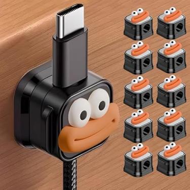 Imagem de 10 peças magnéticas e adesivas, USB, HDMI e cabo de alimentação. Os grampos de cabo são adequados para mesas de escritório, mesas de casa, mesas de cabeceira e carros, preto