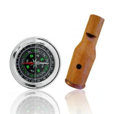 Imagem de Apito Jaó Modelo 30 + Bússola Profissional 7,5 Portátil Camping Caça Trilha