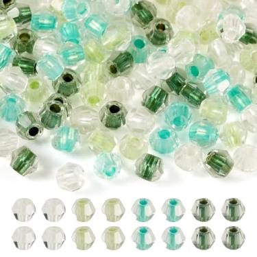 Imagem de 100 peças de contas de vidro bicone facetadas transparentes verde-mar médio gradiente misturado pequeno contas de sementes soltas espaçadores para fazer joias, colar, pulseira, brincos, artesanato