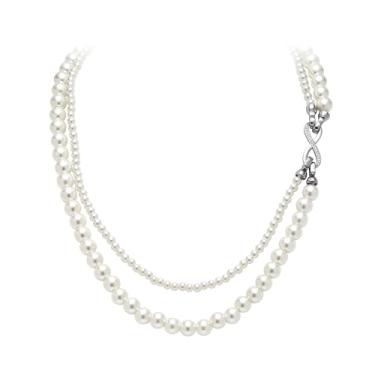 Imagem de EleQueen Conjunto feminino prata prata imitação de pérolas cristal estilo vitoriano declaração colar pulseira casamento nupcial, Pérola sintética Zircônia cúbica, Sem Pedra Preciosa