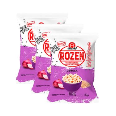 Imagem de Kit 3X: Salgadinho de Arroz Integral Rozen Cebola Okoshi 50g