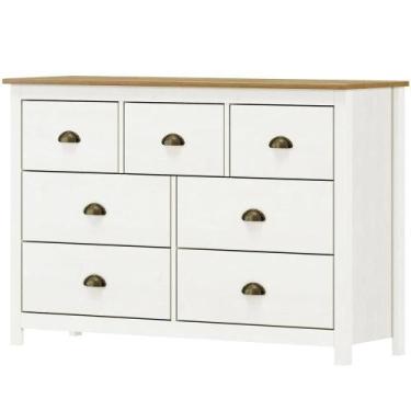 Imagem de Comoda 7 Gavetas Madeira Maciça 125 Cm 9174 Branco Freijo Milani Store