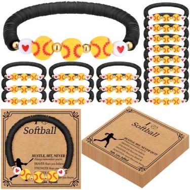 Imagem de Pulseira Ecation Sport Softball Team, conjunto de 20 presentes (preta)
