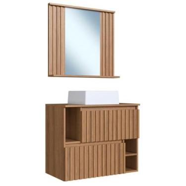 Imagem de Kit Espelheira E Gabinete 70 Cm Com Cuba Branca Cj1000 Mell Faem Mell 