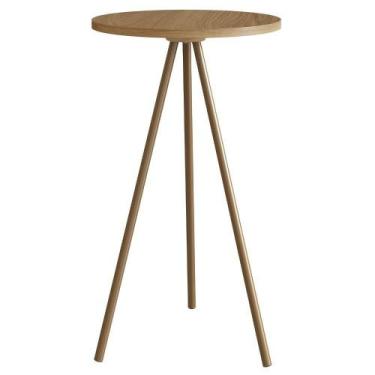 Imagem de Mesa Lateral Para Sala De Estar 54x35 Cm 27943 Hanover Dourado Artesan