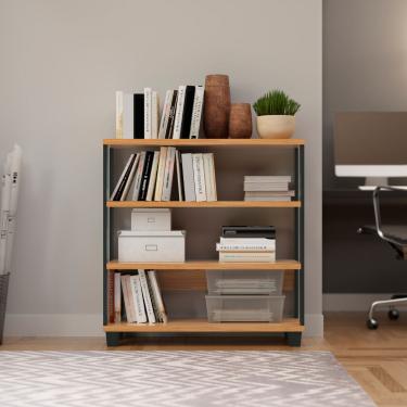 Imagem de Balcão 4 Prateleiras 89,5 x 29 x 92 cm Freijó/Preto Dalla Costa F23