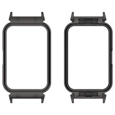 Imagem de Capa de relógio com moldura de metal compatível com Samsung Galaxy Fit 3 SM-R390 SmartWatch, capa protetora, proteção contra arranhões (preto)