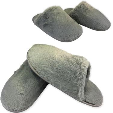 Imagem de Pantufa Masculina Feminina Tam. 36/37Chinelo Para Dormir Quarto casa Macio Confortável Flexível e Aquecida infantil adulto Estampa Lisa CINZA 24,5cm x 10cm