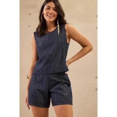 Imagem de CONJUNTO JEANS LUNENDER SHORTS REGATA-Feminino