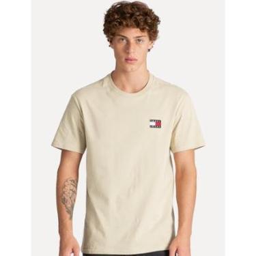 Imagem de Camiseta Tommy Hilfiger Masculina Regular Badge Logo Tee Areia-Masculino