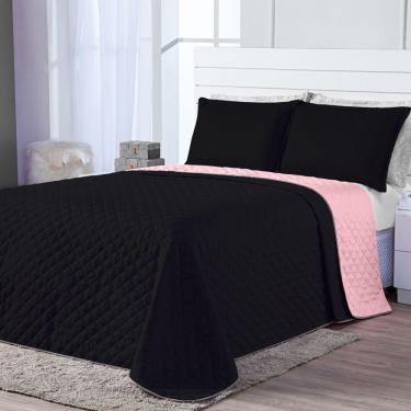 Imagem de Kit Cobre Leito Dual Preto Rosê Queen 03 Peças Dupla Face