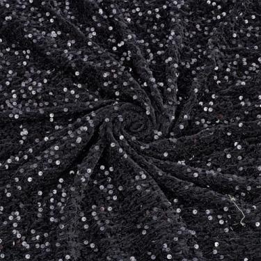 Imagem de BEUNITONE Tecido de veludo de lantejoulas da The Yard Tecido preto premium com lantejoulas para artesanato de costura, tecido de malha brilhante para vestidos, toalhas de mesa, decoração de festa DIY