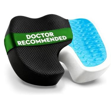 Imagem de Almofada Ortopédica com Gel para Cadeira - Alívio Dor Ciática e Cóccix, Design Ergonômico U-Shape, Capa Removível e Lavável, para Escritório e Carro