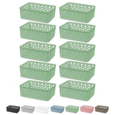 Imagem de Kit 10 Cesto Organizador Rattan Armário Gaveta Lavanderia P - Usual Ut
