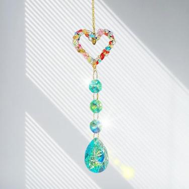 Imagem de XEYOLHON Love Suncatcher, criador de arco-íris para pendurar com prisma de lágrima de vidro, apanhador de sol de cristal colorido para decoração de janela de casa e jardim