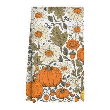 Imagem de XLRSDF Toalha de cozinha decorativa de flor de abóbora de outono, toalha de chá reutilizável, panos de prato, adequado para banheiro, cozinha, cozinha, pia, festas de chá, decoração de atmosfera de