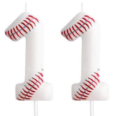 Imagem de Vela de aniversário, velas com número de aniversário com tema de beisebol, topo de bolo de vela para meninos, meninas, crianças, topo de bolo de aniversário, reuniões temáticas, suprimentos de festa
