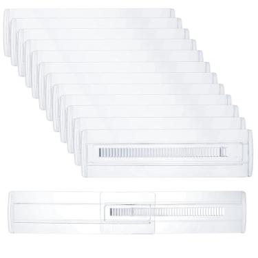 Imagem de Meyeyaia Pacote com 12 separadores de gaveta, 8 cm de altura, faixa expansível: 40 a 28 cm, organizador de divisórias ajustáveis de plástico transparente para organizador de gavetas de talheres