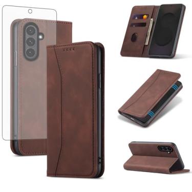Imagem de Asuwish Capa carteira flip para celular Samsung Galaxy S25 FE 5G com protetor de tela de vidro temperado fecho magnético capa fólio suporte para cartão de crédito suporte celular S 25 EF S25FE 25S