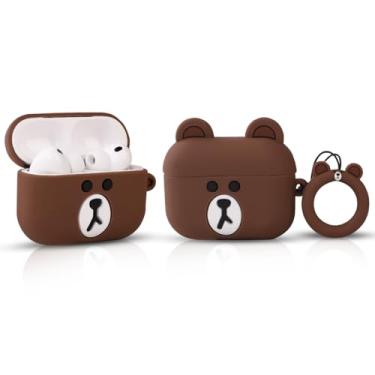 Imagem de LEWOTE Capa compatível com Apple Airpods Pro 3, capa fina com chaveiro (pequeno urso marrom)