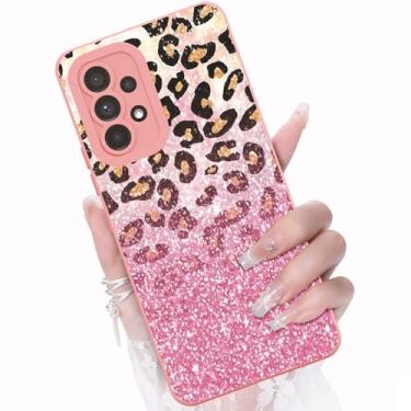 Imagem de CASBST Capa para celular Samsung Galaxy A52 5G/4G, design de estampa de flores da moda, capa de silicone líquido, fina, à prova de choque e resistente a arranhões para Samsung A52 - Glitter de
