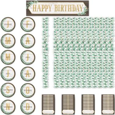 Imagem de Teacher Created Resources Quadro de avisos de feliz aniversário do eucalipto, TCR8473