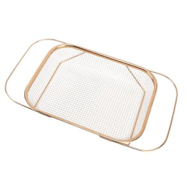 Imagem de Mingzhe Cesta de Filtro de Peneira, Aço Inoxidável sobre a Pia Com Alças, Itens Essenciais de Cozinha Expansíveis de Malha Fina, Retângulo, para Secagem e Drenagem de Pia de Cozinha (Ouro Rosa)