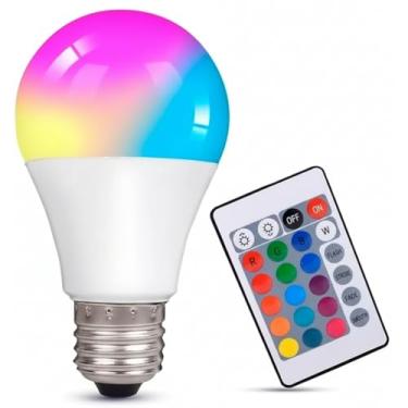 Imagem de Lâmpada LED RGB Inteligente, Bivolt, com Controle Remoto, Iluminação Ajustável, Mudança de Cores, para Luminária