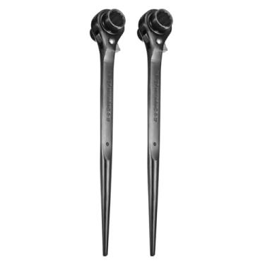 Imagem de HARFINGTON 2 peças de chave catraca para andaimes 17 mm x 19 mm CR-V 12 pontos soquete de extremidade dupla catraca para andaime spud ferramenta para reparo de automóveis manutenção mecânica, preto