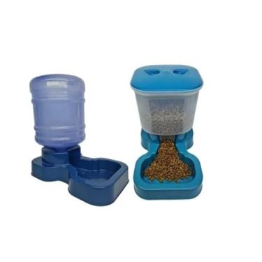 Imagem de KIT BEBEDOURO 10L COMEDOURO/TRATADOR 8L/3,5KG AUTOMÁTICO CÃES E GATOS (AZUL)