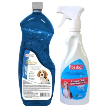 Imagem de Kit 1 Limpa Xixi Enzimático Cachorro 500ml + 1 Desinfetante 2L - Marine - Be Dog