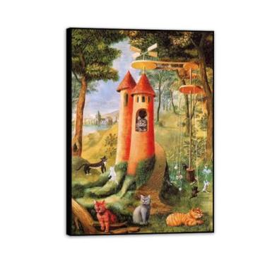 Imagem de Remedios Varo decoração de parede gatos paraíso impressões em tela pintura surrealismo arte de parede decoração de casa Remedios Varo pôster presente para quarto sala de estar 100 x 70 cm (39 x 28 pol