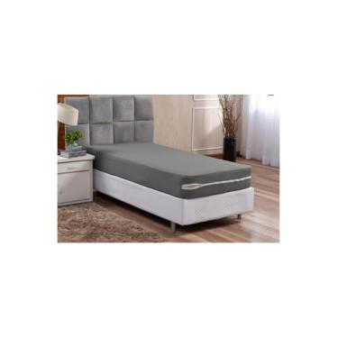 Imagem de Capa de Colchão Solteiro Box, Polipropileno, Bege, 88x188x30cm, com Elástico, Protetor para Colchão