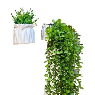Imagem de Kit 2 Vasos Decorativos com Folhagens Artificiais – Eucalipto Pendente + Arranjo com Laço para Decoração de Casa