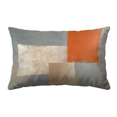 Imagem de Capas de almofada decorativas para lombar, cinza, laranja, marrom, 30 x 50 cm, capa de almofada para sofá-cama, casa de fazenda, decoração de casa