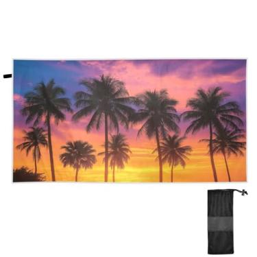 Imagem de ATTX Toalha de praia com palmeiras de coco 79 x 188 cm - Cobertor de microfibra leve de secagem rápida e resistente à areia para piscina, ioga, academia e viagens | Esportes de banho de natação