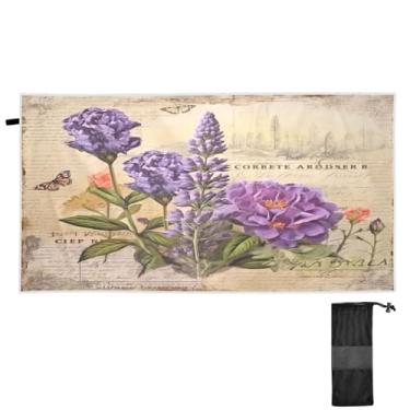 Imagem de Blueangle Toalha de praia vintage lavanda - Toalhas de viagem compactas e leves - Toalha de secagem rápida super absorvente para natação, acampamento e férias (276)