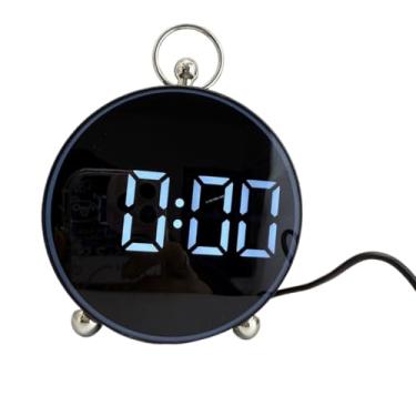 Imagem de Relógio Digital De Mesa 11x4CM Com Usb Temperatura Calendário Soneca Redondo Decoração (BRANCO)