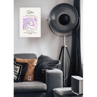 Imagem de Quadro Signo Libra com Vidro e Moldura Branca Tam:A4 - Spark Loja