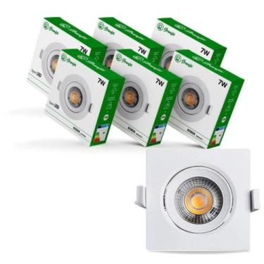 Imagem de Kit 10 Luminária Teto Spot Led 7w Direcionável 3000k quadrado Branco Q