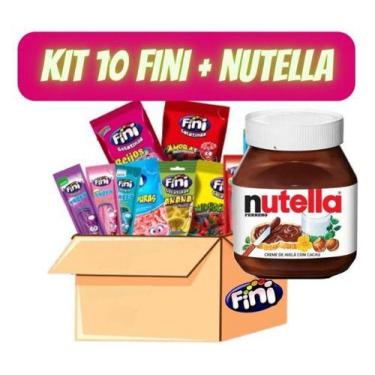 Imagem de Kit 10 Guloseimas Fini + Nutella Sabores Variados Kit Bala de Gelatina