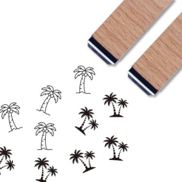 Imagem de ANATTASOUL 2 carimbos de borracha de madeira para artesanato, 6 x 1,5 cm, pequenos carimbos de madeira para scrapbook, cartas, álbuns, decoração de diário