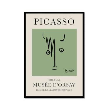 Imagem de Impressão em tela verde sálvia Pablo Picasso animais esboço arte de parede gato cão pássaro cavalo impressão linha abstrata desenho pôsteres para quarto casa escritório decoração (SKU11,30.5x40.6 cm =
