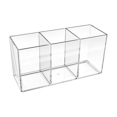 Imagem de GSHLLO Porta-talheres de acrílico transparente, organizador de utensílios de plástico, organizador de mesa, organizador de talheres, pincéis, copos, balcão, garfo, colher, recipiente para guardanapos