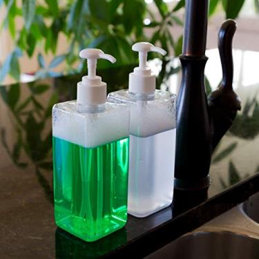 Imagem de Pacote com 2 frascos de plástico transparentes recarregáveis de 473 ml para dispensar loções, xampus, 500 ml