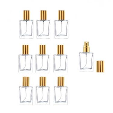 Imagem de 10 peças de atomizador de perfume de vidro dourado, frasco de perfume pequeno vazio recarregável de 15 ml para homens e mulheres, frasco de perfume portátil com névoa fina para viagem (ouro - 15 ml) B