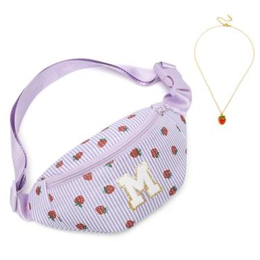 Imagem de I IHAYNER Presentes para meninas de 3, 4, 5, 6, 7, 8, 9, 10, 11, 12, 13 anos, pequena, pochete com inicial, bolsa de cinto, fofa, personalizada, tendência, Roxo - M, Small, Casual
