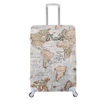 Imagem de Capa de Mala Personalizada Mapas Estilo e Proteção Para Suas Viagens Bagagem (P - M - G) (MAPA 7, P - ATÉ 55 CM)