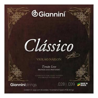 Imagem de Jogo De Cordas Violão Náilon Giannini Clássico Tensão Leve